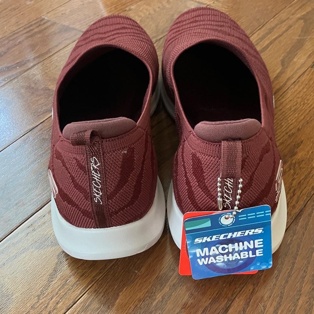 Skechers Burgundy Patterned Slip-Ons - Picture 2 of 5